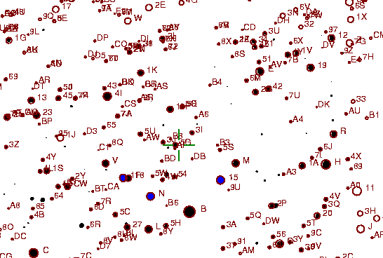 Identification sketch for variable star IR-GEM (IR GEMINORUM) on the night of JD2453042.