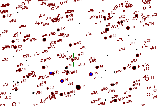 Identification sketch for variable star IR-GEM (IR GEMINORUM) on the night of JD2453042.