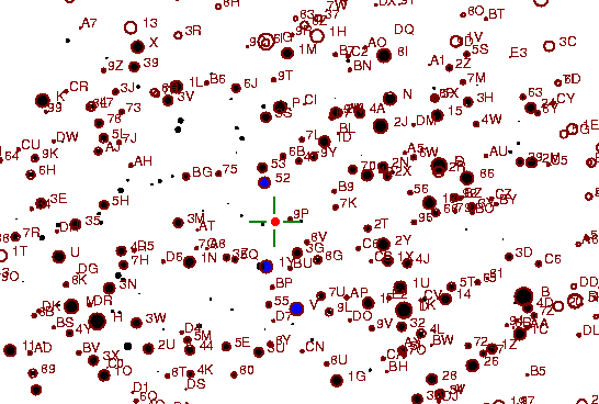 Identification sketch for variable star OT-AUR (OT AURIGAE) on the night of JD2453042.