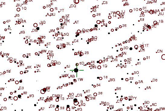Identification sketch for variable star R-GEM (R GEMINORUM) on the night of JD2453042.
