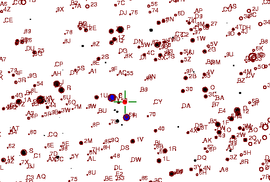 Identification sketch for variable star RR-GEM (RR GEMINORUM) on the night of JD2453042.