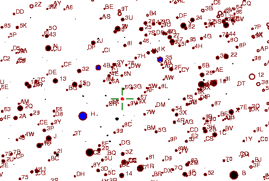 Identification sketch for variable star RU-AUR (RU AURIGAE) on the night of JD2453042.