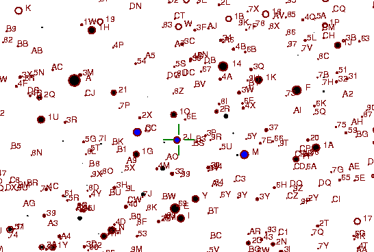 Identification sketch for variable star SU-GEM (SU GEMINORUM) on the night of JD2453042.