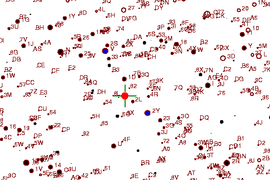 Identification sketch for variable star T-GEM (T GEMINORUM) on the night of JD2453042.