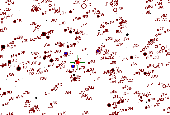 Identification sketch for variable star U-AUR (U AURIGAE) on the night of JD2453042.