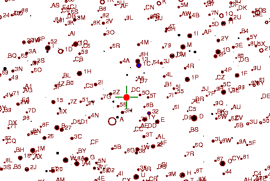 Identification sketch for variable star U-CMI (U CANIS MINORIS) on the night of JD2453042.