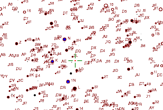 Identification sketch for variable star U-GEM (U GEMINORUM) on the night of JD2453042.