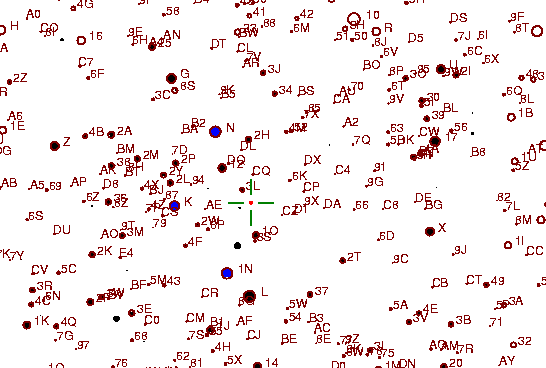 Identification sketch for variable star U-GEM (U GEMINORUM) on the night of JD2453042.