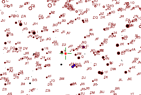 Identification sketch for variable star U-LYN (U LYNCIS) on the night of JD2453042.