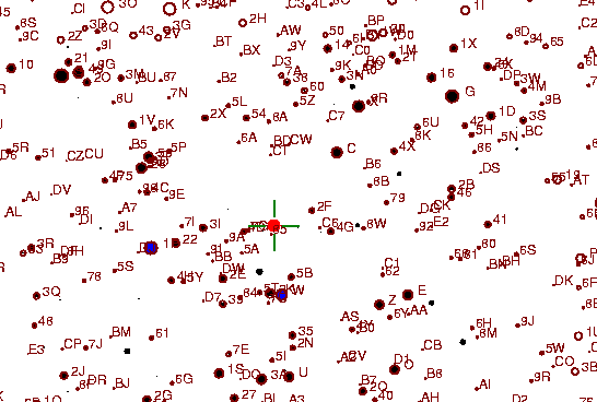 Identification sketch for variable star V-AUR (V AURIGAE) on the night of JD2453042.