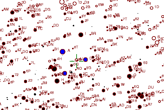 Identification sketch for variable star VV-GEM (VV GEMINORUM) on the night of JD2453042.
