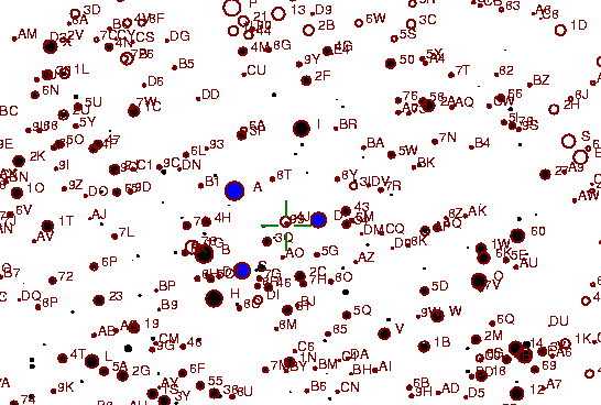 Identification sketch for variable star VV-GEM (VV GEMINORUM) on the night of JD2453042.