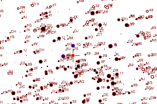 Identification sketch for variable star W-AUR (W AURIGAE) on the night of JD2453042.