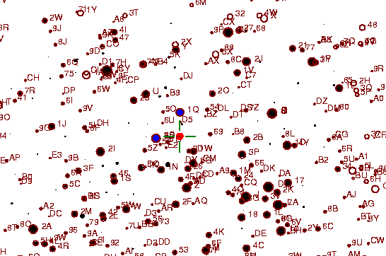 Identification sketch for variable star W-AUR (W AURIGAE) on the night of JD2453042.