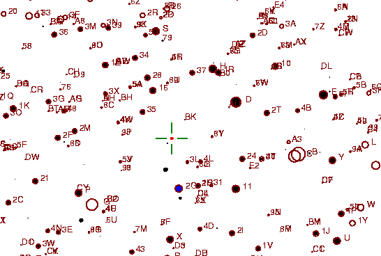 Identification sketch for variable star AF-CAM (AF CAMELOPARDALIS) on the night of JD2453045.