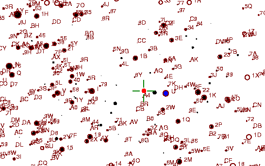 Identification sketch for variable star AU-AUR (AU AURIGAE) on the night of JD2453045.