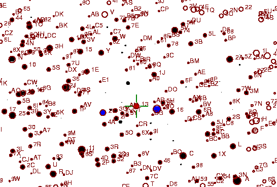 Identification sketch for variable star AX-PER (AX PERSEI) on the night of JD2453045.