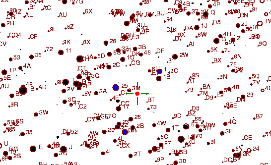 Identification sketch for variable star AZ-AUR (AZ AURIGAE) on the night of JD2453045.
