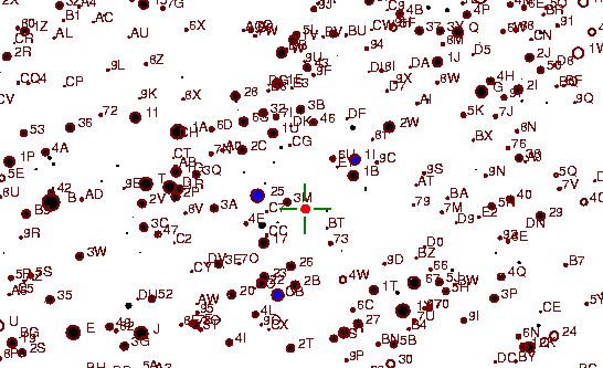 Identification sketch for variable star AZ-AUR (AZ AURIGAE) on the night of JD2453045.
