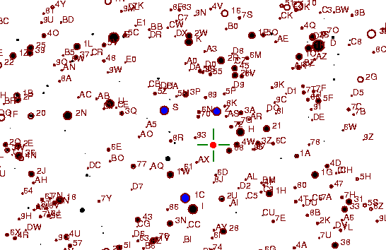 Identification sketch for variable star BH-AUR (BH AURIGAE) on the night of JD2453045.