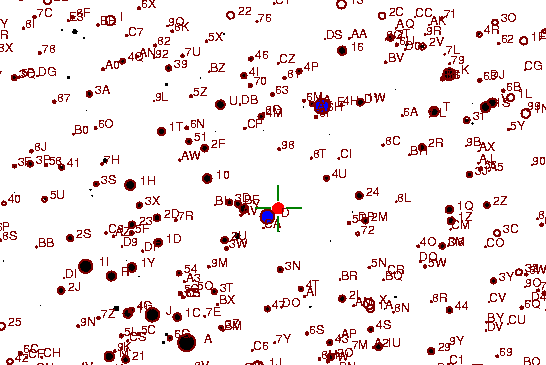 Identification sketch for variable star R-AUR (R AURIGAE) on the night of JD2453045.