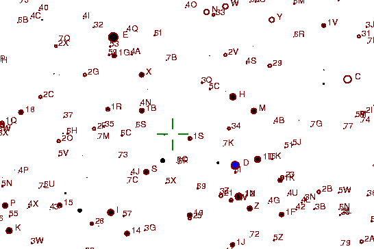 Identification sketch for variable star RW-LMI (RW LEONIS MINORIS) on the night of JD2453045.
