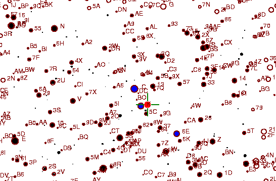 Identification sketch for variable star RW-MON (RW MONOCEROTIS) on the night of JD2453045.