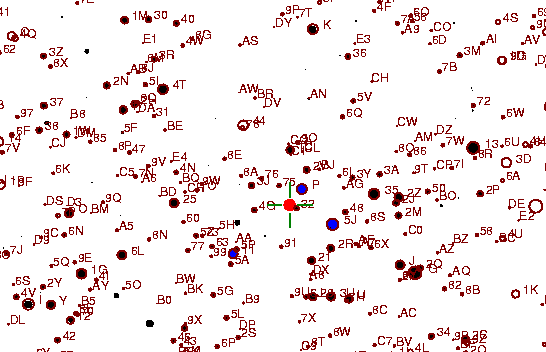 Identification sketch for variable star U-AUR (U AURIGAE) on the night of JD2453045.