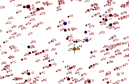 Identification sketch for variable star V-MON (V MONOCEROTIS) on the night of JD2453045.