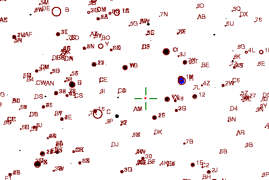 Identification sketch for variable star AA-CNC (AA CANCRI) on the night of JD2453057.