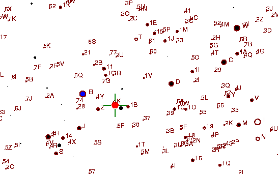 Identification sketch for variable star AG-VIR (AG VIRGINIS) on the night of JD2453057.