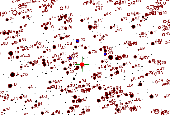 Identification sketch for variable star BG-MON (BG MONOCEROTIS) on the night of JD2453057.