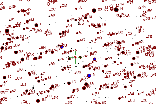 Identification sketch for variable star BI-MON (BI MONOCEROTIS) on the night of JD2453057.