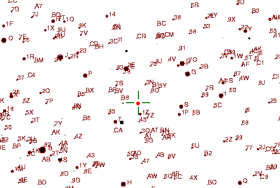 Identification sketch for variable star BZ-VIR (BZ VIRGINIS) on the night of JD2453057.