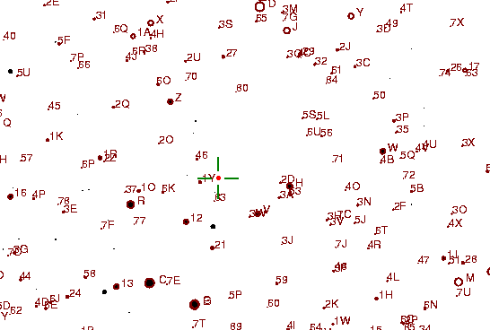 Identification sketch for variable star DE-CVN (DE CANUM VENATICORUM) on the night of JD2453057.