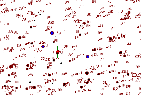 Identification sketch for variable star ER-ORI (ER ORIONIS) on the night of JD2453057.