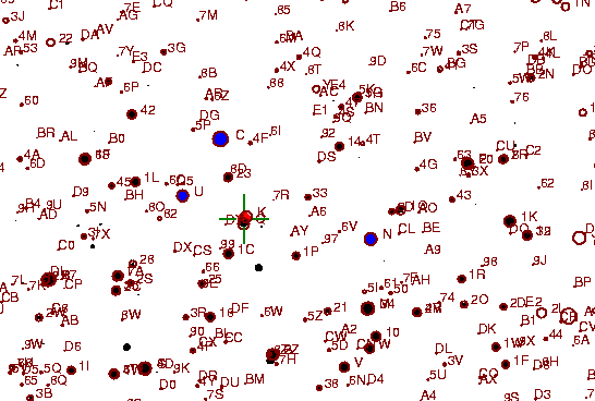 Identification sketch for variable star ER-ORI (ER ORIONIS) on the night of JD2453057.