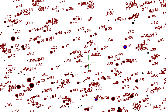 Identification sketch for variable star GK-MON (GK MONOCEROTIS) on the night of JD2453057.
