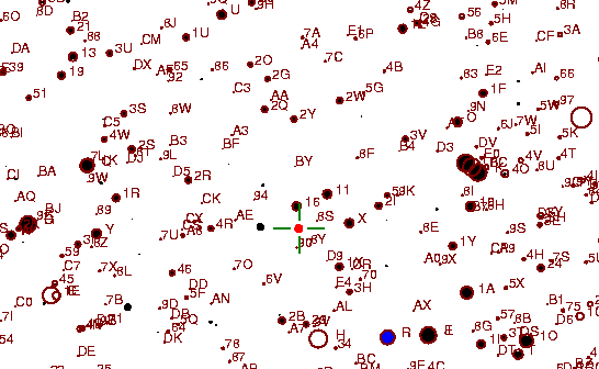 Identification sketch for variable star GT-ORI (GT ORIONIS) on the night of JD2453057.