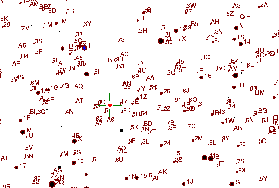 Identification sketch for variable star IK-TAU (IK TAURI) on the night of JD2453057.