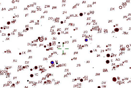 Identification sketch for variable star OV-TAU (OV TAURI) on the night of JD2453057.
