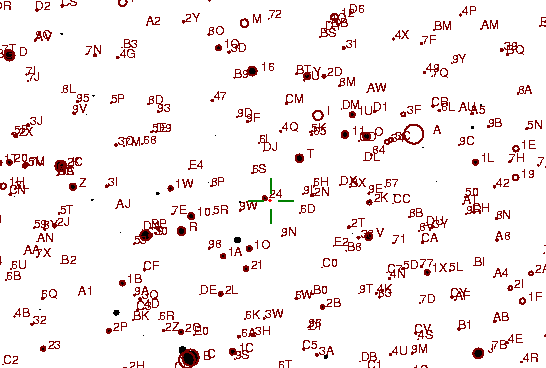 Identification sketch for variable star RR-VIR (RR VIRGINIS) on the night of JD2453057.