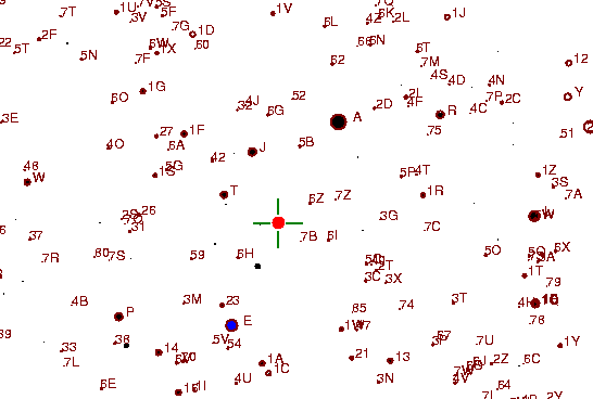 Identification sketch for variable star RS-UMA (RS URSAE MAJORIS) on the night of JD2453057.