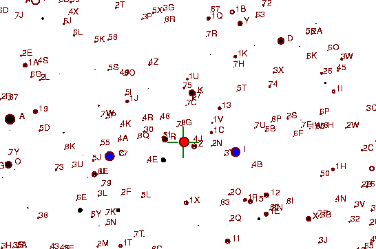 Identification sketch for variable star RU-VIR (RU VIRGINIS) on the night of JD2453057.
