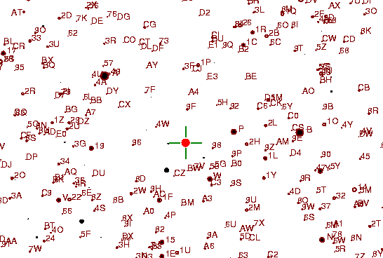 Identification sketch for variable star RV-CRV (RV CORVI) on the night of JD2453057.