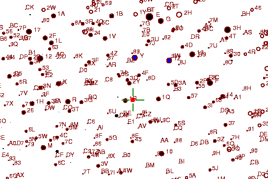 Identification sketch for variable star RV-TRI (RV TRIANGULI) on the night of JD2453057.