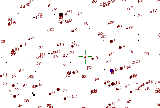 Identification sketch for variable star RW-LMI (RW LEONIS MINORIS) on the night of JD2453057.