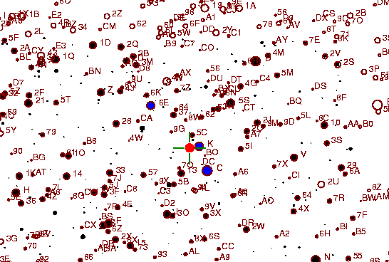 Identification sketch for variable star RW-MON (RW MONOCEROTIS) on the night of JD2453057.
