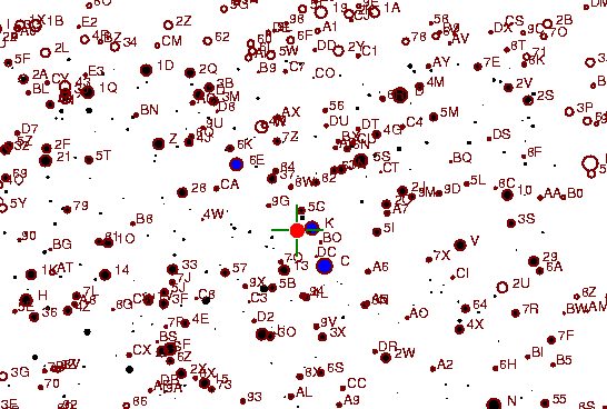 Identification sketch for variable star RW-MON (RW MONOCEROTIS) on the night of JD2453057.