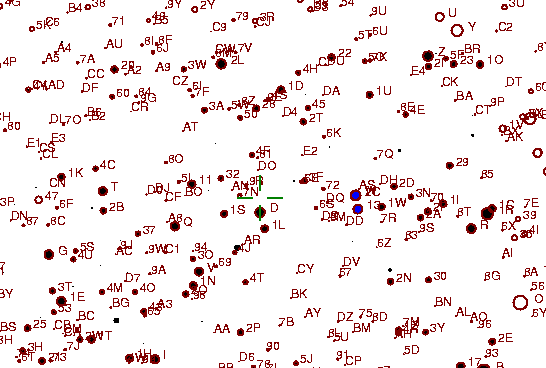 Identification sketch for variable star RW-TAU (RW TAURI) on the night of JD2453057.